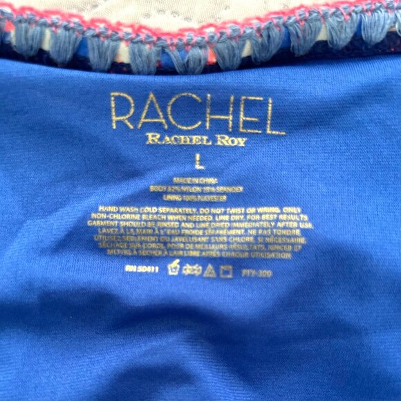 RACHEL by Rachel Roy Swimwear Side Tie Bikini Bottoms Blue/Pink/White Size L - Picture 7 of 8